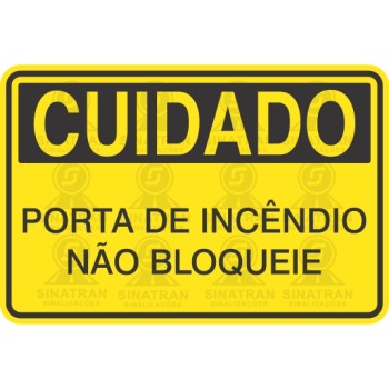 Cuidado - porta de incêndio não bloqueie